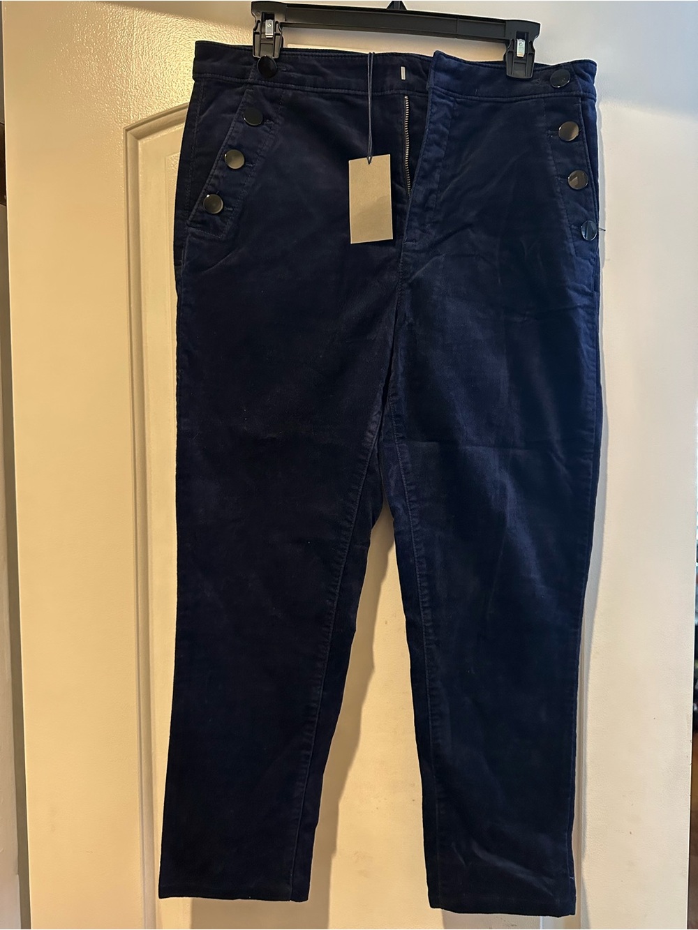 LOFT Navy Velvet Button Pocket Pants